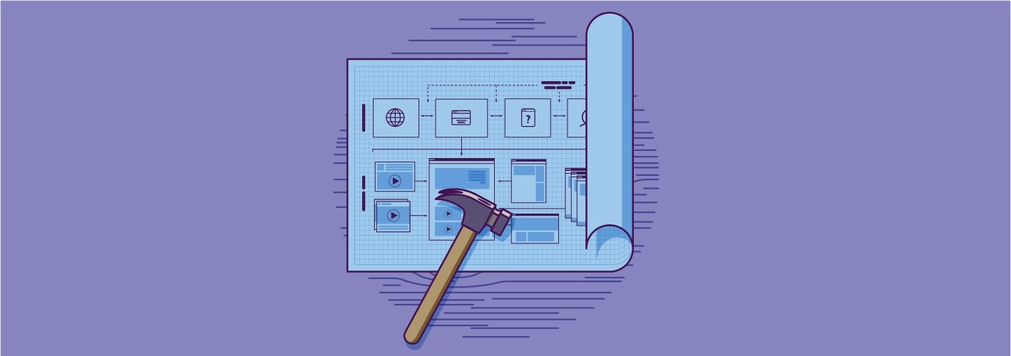 hammer on blueprint illustration